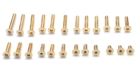 Square SSR-316G - 24K Gold-Plated Stainless Steel Flat Head Hex Screw 3X16 	(6pcs) 	