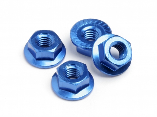 Hot Bodies 61093 - Alum Wheel Nut M4 Serrated (Blue/4pcs) 