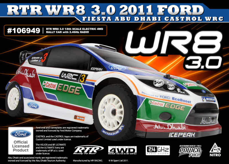 HPI 106950 - RTR WR8 3.0 / Ford Fiesta Abu Dhabi Castrol WRC Nitro Rally Car