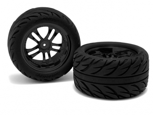 Hot Bodies 70483 - MiniZilla Radial Tire mounted on Black Wheel