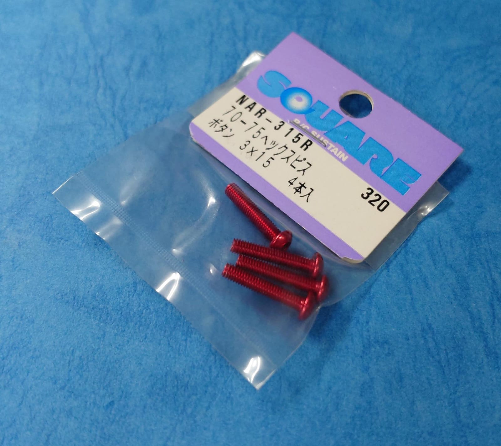 Square NAR-315R - 7075 Button Head Hex Screw Red 4 pcs M3x15mm