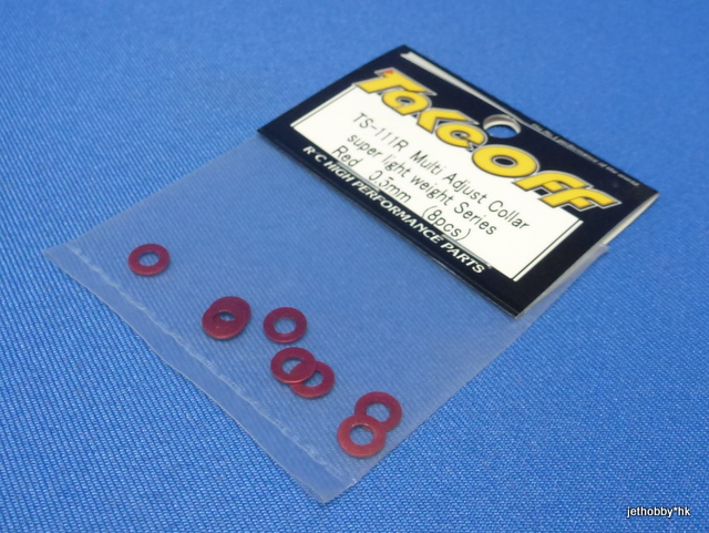 Take Off TS111R - M3 Alum Washer 8pcs 0.5mm Thick Red