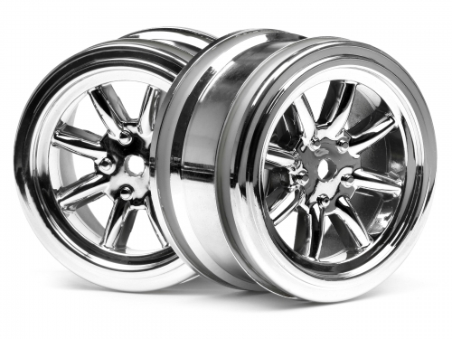 HPI 3807 - Vintage 8 Spoke Wheels 26mm (Shiny Chrome) 0mm Offset