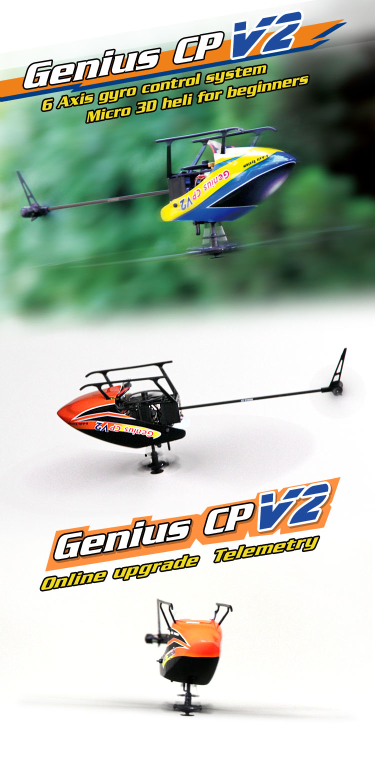 Walkera Genuis CP V2 - 6-Axis Gyro Control Micro 3D Heli for Beginners, Devo 7 - RTF