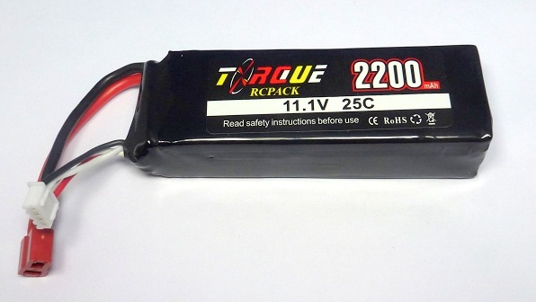 Torque 3-2200-25C - LiPo Battery 11.1V 2200mAh 25C T-Plug (450 Heli)