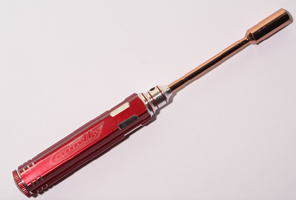 Corally 16039 - Pro Alu Screwdriver – Red Aluminium Grip & Replaceable Tip – Socket: 7.0 mm