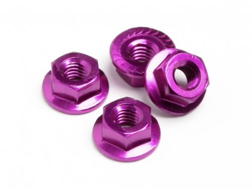 Hot Bodies 61092 - Wheel Nut M4 Serrated Purple 4pcs (Savage XS, WR8, Ken Block, Cyclone 12, Cyclone)