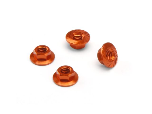 HPI 87267 - Serrated Flange Nut M4 (Orance / 4pcs)