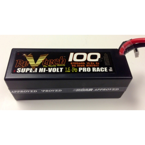 ReVtech 2017 - 100C 14.8V 4S 6700mAh Professional RC Racing Lipo Battery Packs, Deans Plug