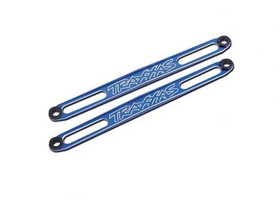 Traxxas 3923X - Hold Downs, Battery (Blue-Anodized) (2)/ Adhesive Foam Battery Pads/ Shoulder Screws (2)/ Battery Hold-Down Posts (4)/ Clips (4)