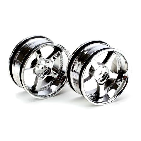 Losi LOSB7071 - 26mm Drift-R Wheels, Chrome 5-Spoke, 2pcs *DISCONTINUED*