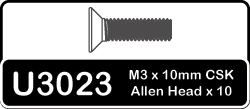 Schumacher U3023 - M3x10 CSK Allen Head Screw 10pcs (Mi5)
