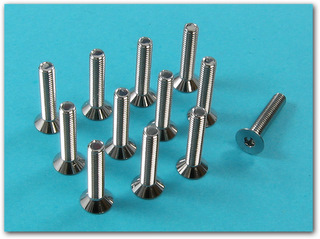 Tech 7220 - M3x15 Flat Head Screw, Hex Socket, Chrome 12 pcs