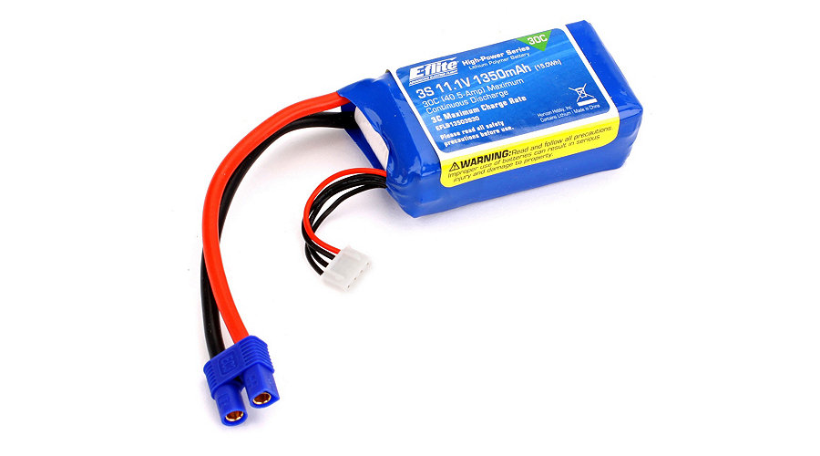 E-Flite EFLB13503S30 - 1350mAh 3S 11.1V 30C LiPo, 13AWG EC3