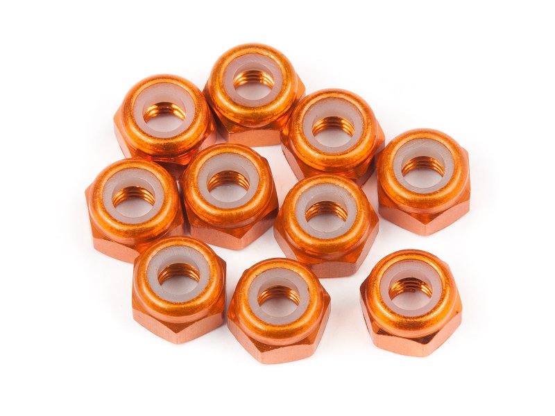 HPI 104120 - Aluminum Thin Lock Nut M3, Orange 10pcs