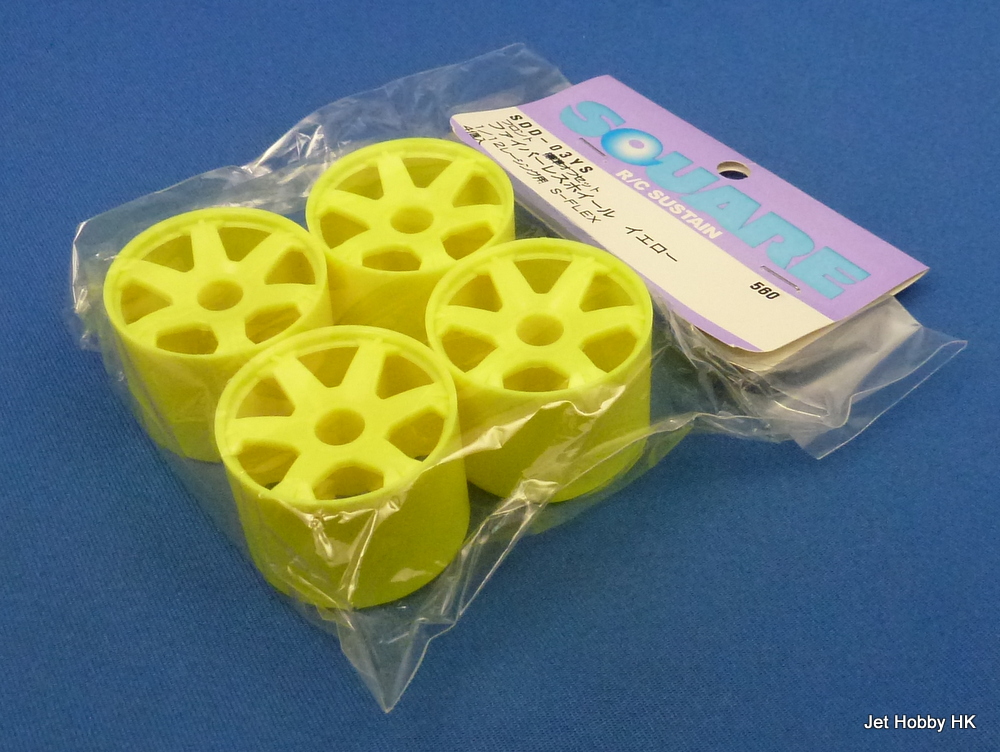 Square SDD-03YS - 6-Spoke Front Wheel Yellow 4pcs (1:12 Pan Car)