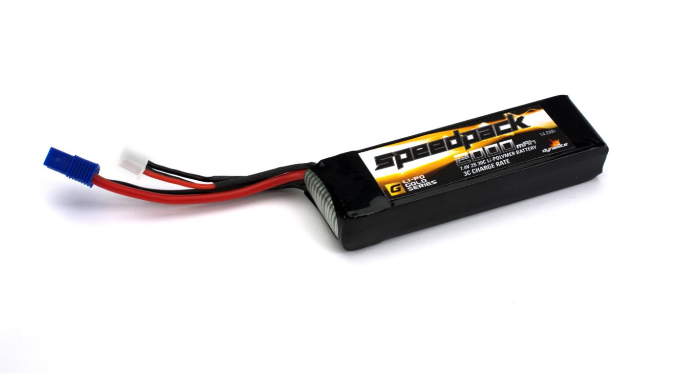 Dynamite DYN1476 - 7.4V 2000mAh 30C 2S LiPo, Long with EC3