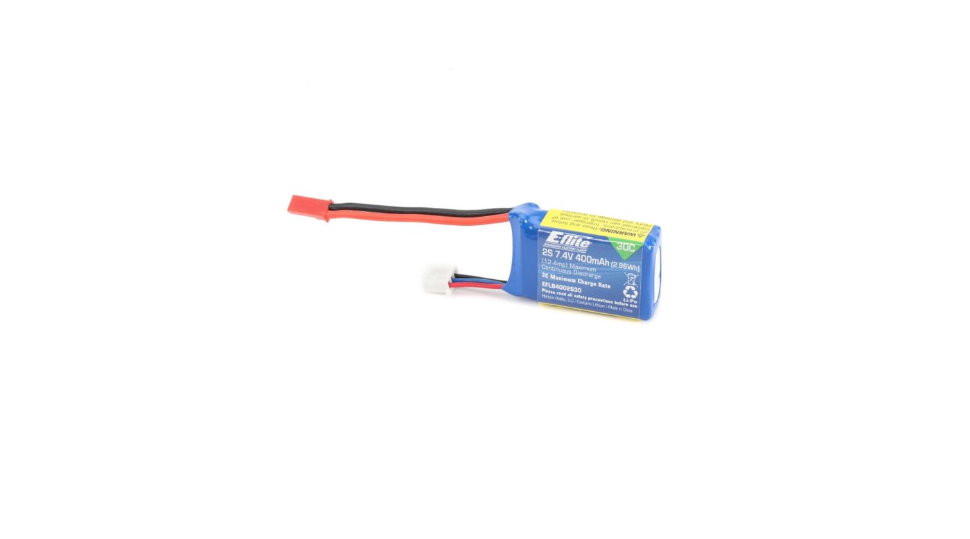 E-Flite EFLB4002S30 - 7.4V 400mAh 2S LiPo, JST