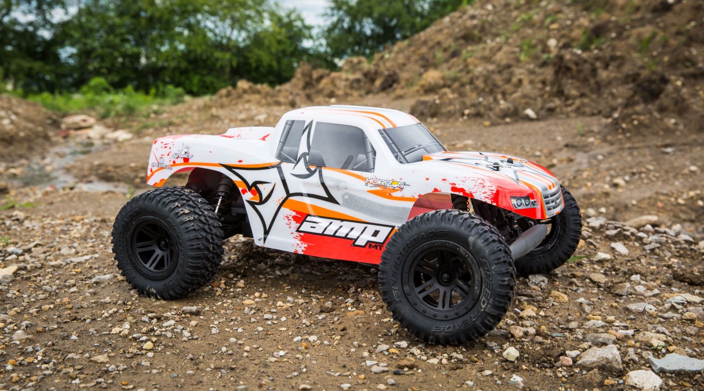ECX ECX03028T1 - 1/10 AMP MT 2WD Monster Truck RTR, White/Orange
