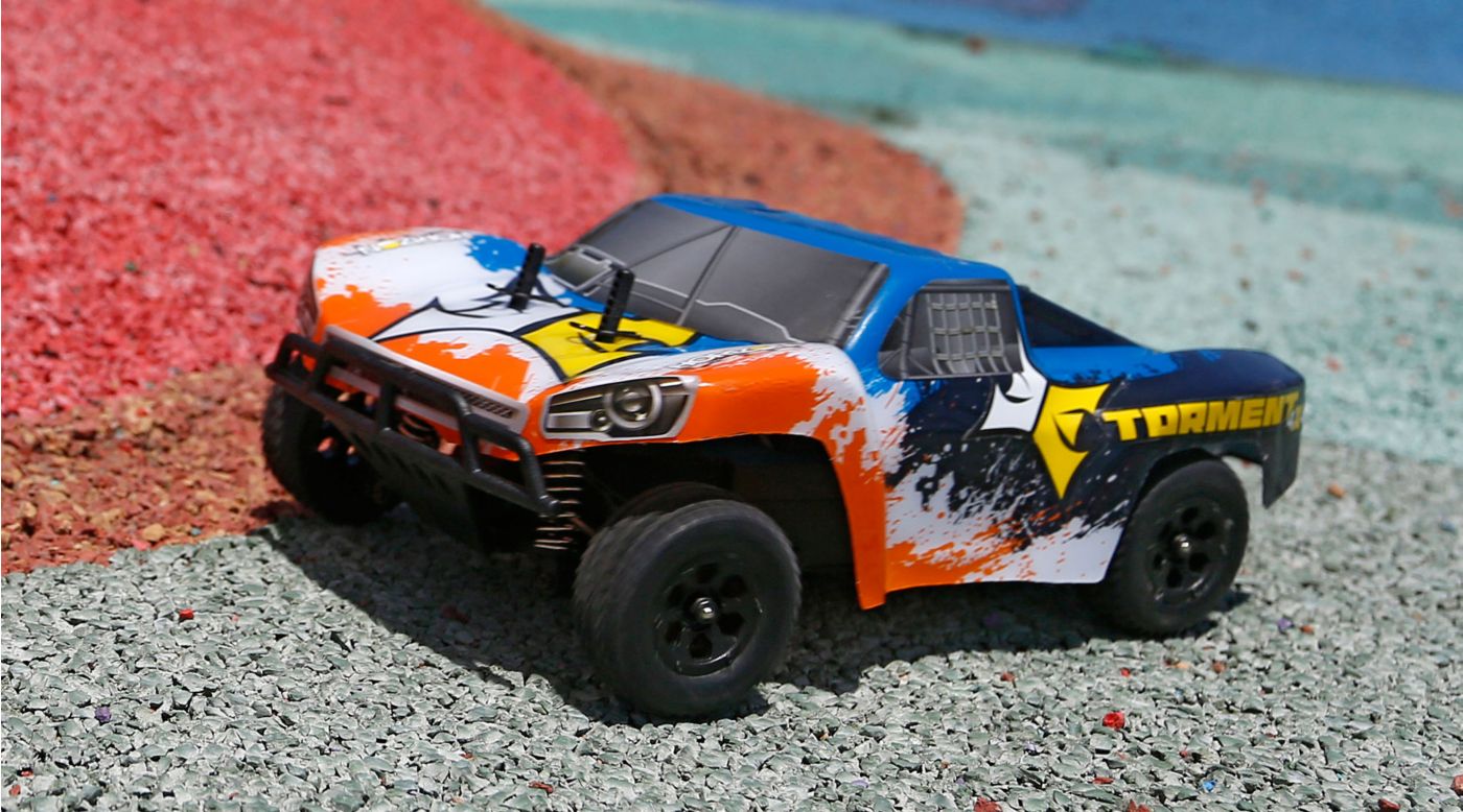 ECX ECX00014T1 - 1/24 Torment 4WD Short Course Truck RTR, Black/Orange 