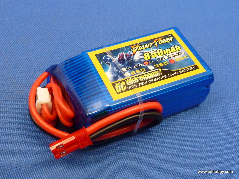 Giant Power 850-3S-65C -JST - Lipo Battery 850mAh 11.1V  65C JST Plug