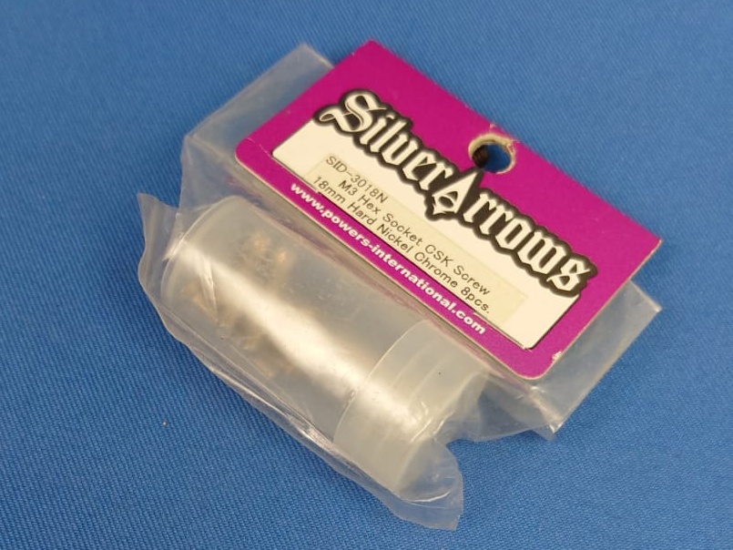 Silver Arrows SID-3018N - M3 Hex Socket CSK Screw 18mm Hard Nickel Chrome 8pcs