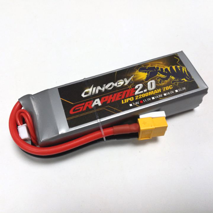 Dinogy 2200-3S-70C-T - Graphene 2.0 Li-Po Battery 11.1V 2200mAh 70C T-Plug