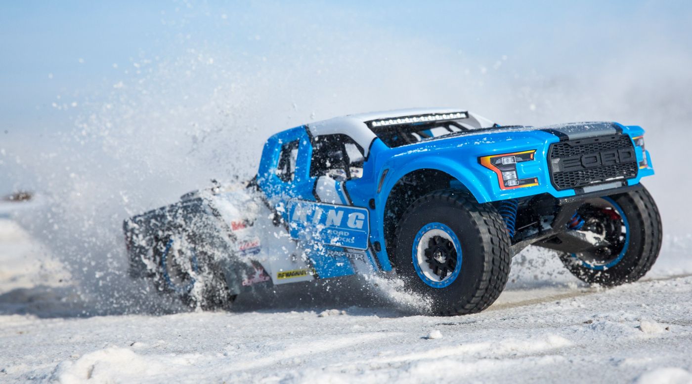 Losi LOS03020T1 - 1/10 Ford Raptor Baja Rey 4WD Desert Truck Brushless RTR, King Shocks