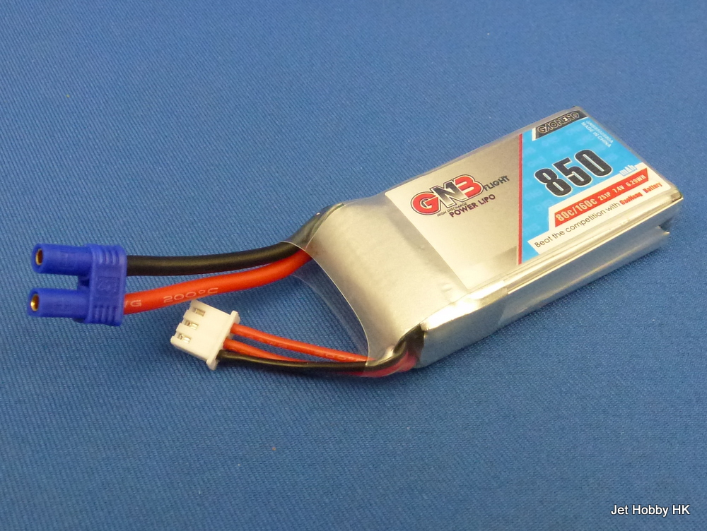 GNB 850-2S-80C/160C-EC2 - 850mAh LiPo Battery 7.4V Soft Pack EC2 Plug (Losi Mini-T 2.0)