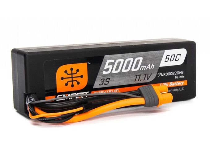 Spektrum SPMX50003S50H3 - 11.1V 5000mAh 3S 50C Smart Hardcase LiPo Battery: IC3