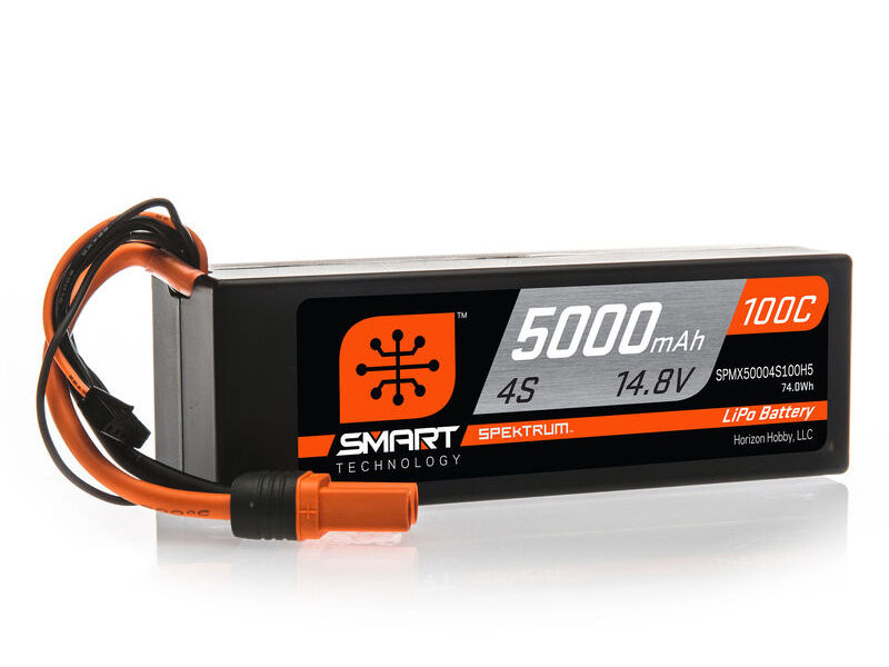 Spektrum SPMX50004S100H5 - 14.8V 5000mAh 4S 100C Smart Hardcase LiPo Battery: IC5