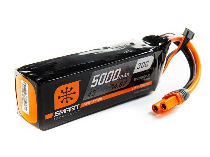 Spektrum SPMX50004S30 - 14.8V 5000mAh 4S 30C Smart LiPo Battery: IC5
