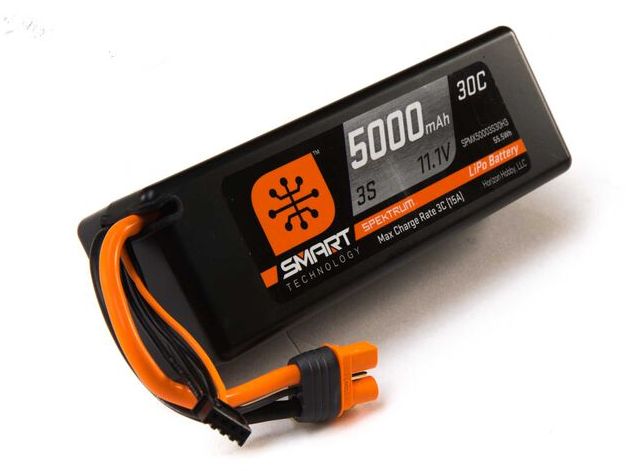 Spektrum SPMX50003S30H3 - 11.1V 5000mAh 3S 30C Smart Hardcase LiPo Battery: IC3