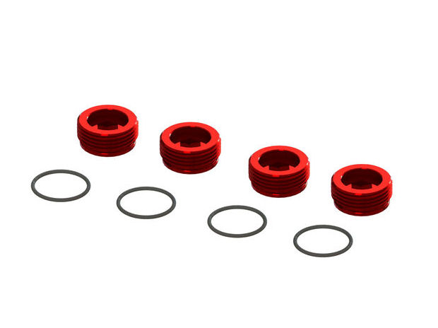 Arrma ARA320467 - Aluminum Front Hub Nut Red (4) with O-Rings
