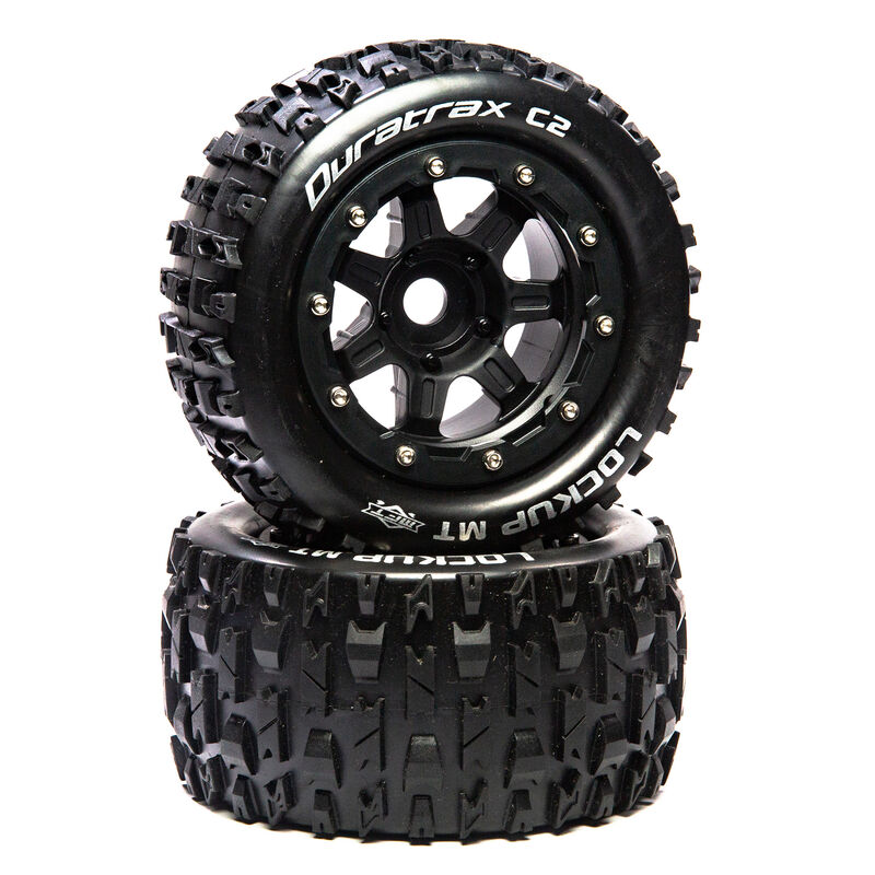 Duratrax DTXC5602 - Lockup MT Belt 2.8-inches Mounted Front/Rear Tires, 0.5 Offset 17mm, Black