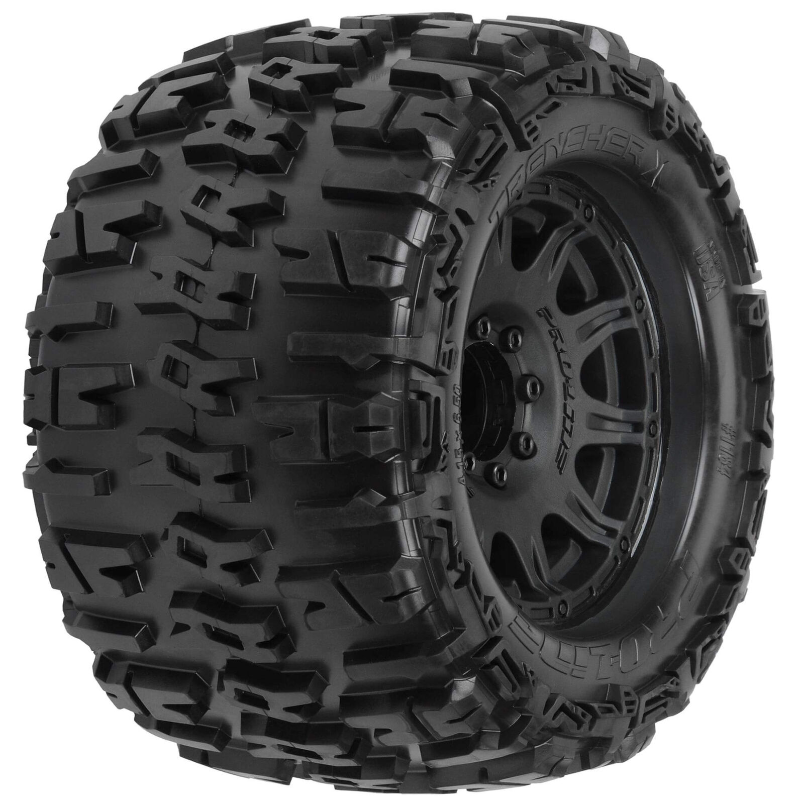 ProLine 1184-10 - 1/8 Trencher X F/R 3.8-inches MT Tires Mounted 17mm Blk Raid