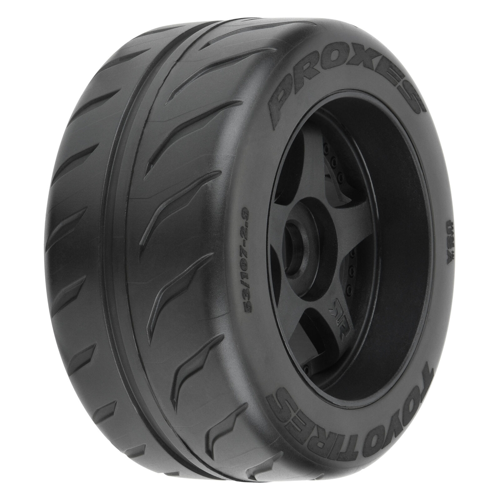ProLine 10200-10 - 1/7 Toyo Proxes R888R S3 Rear 53/107 2.9 inches BELTED Mounted 17mm 5-Spoke (Felony) 