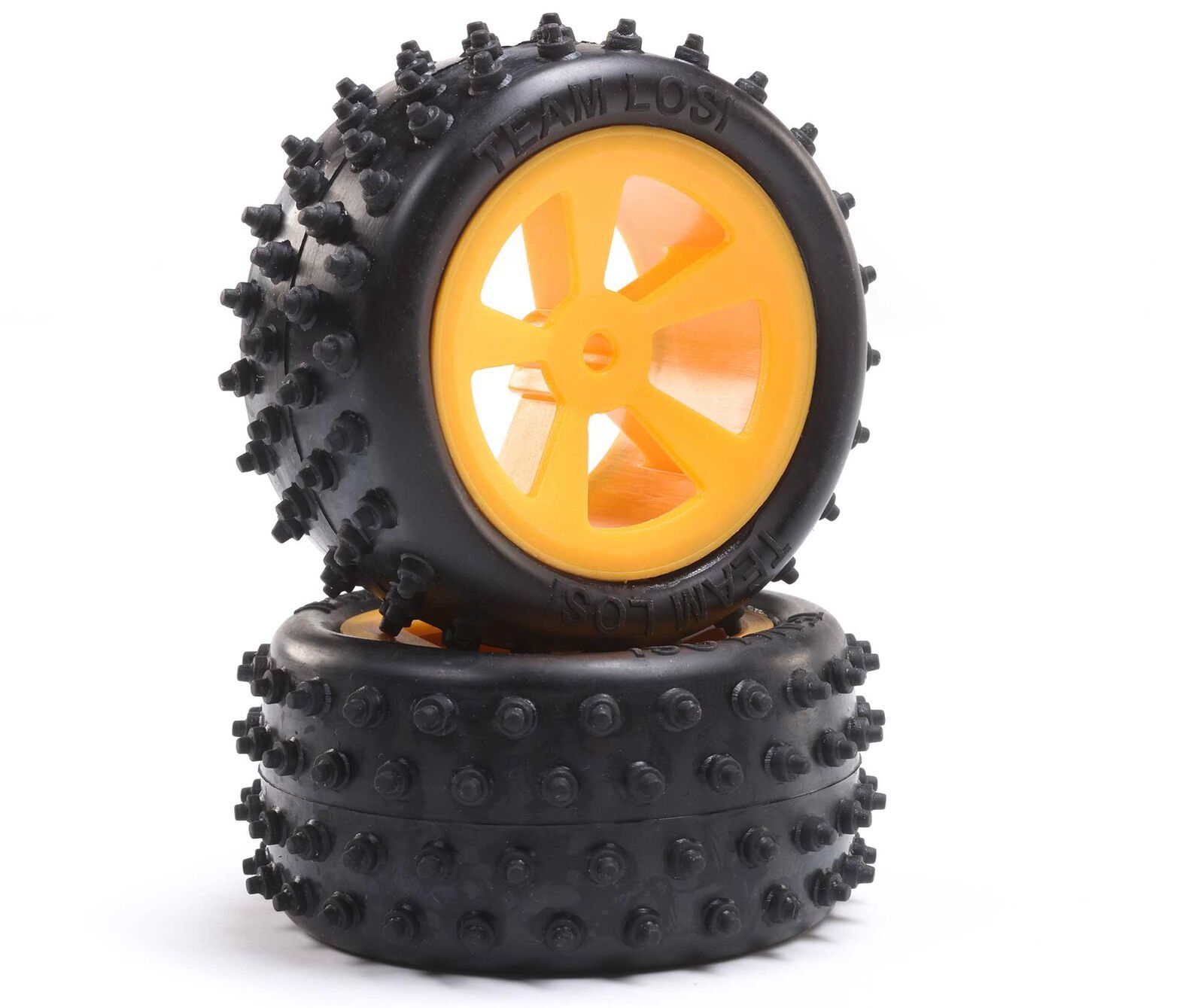 Losi LOS41022 - 4 Row Rear Tires, Mounted, Orange (Mini JRX2)