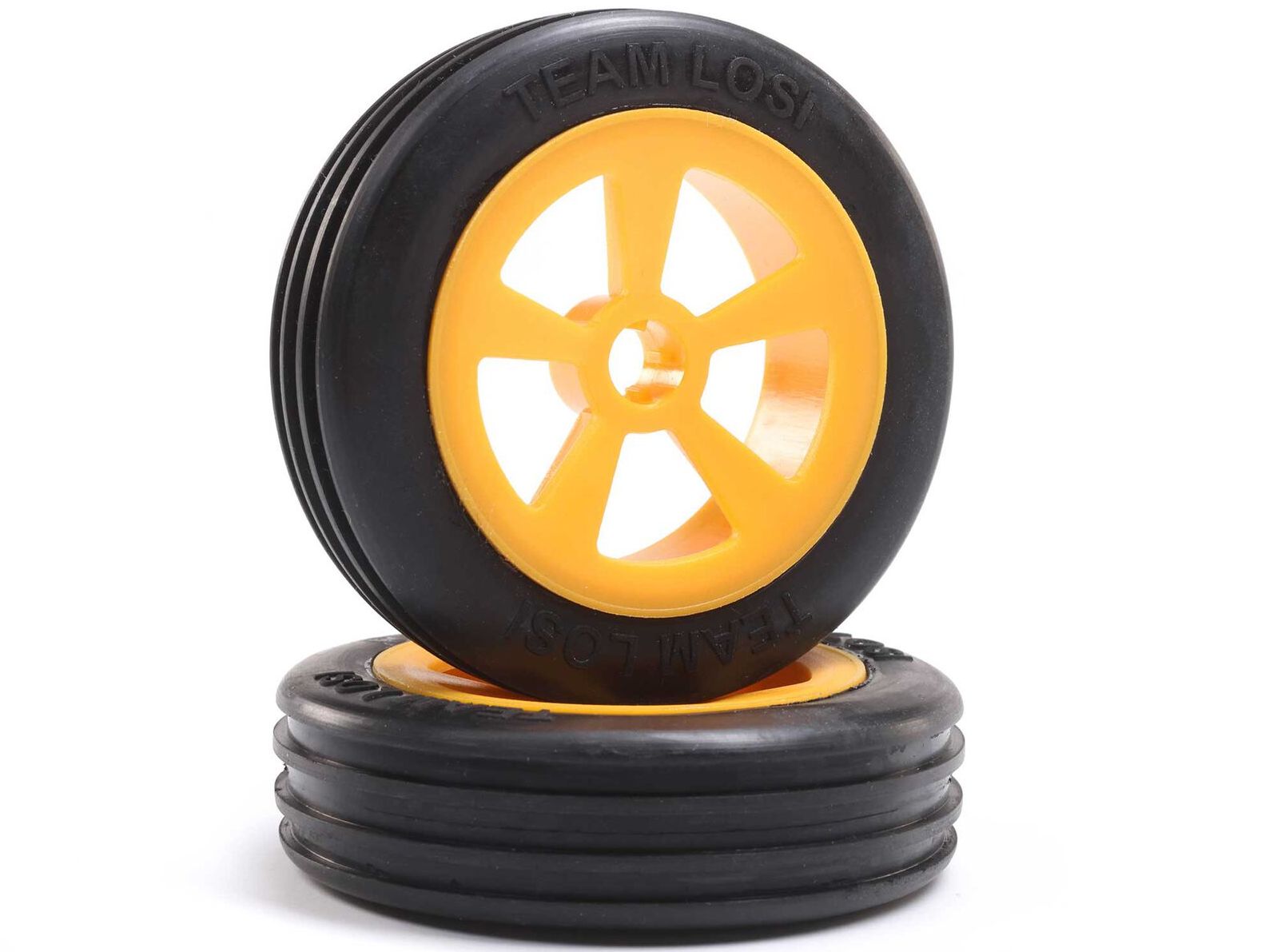 Losi LOS41019 - Rib Front Tires, Mounted, Orange (Mini JRX2)