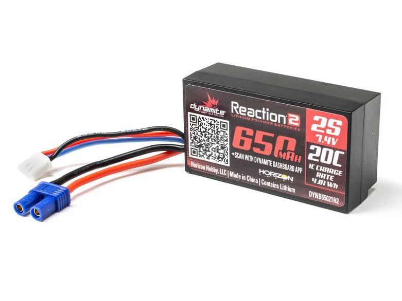 Dynamite DYNB825H2 - 7.4V 800mAh 2S 50C Hardcase LiPo Battery EC2