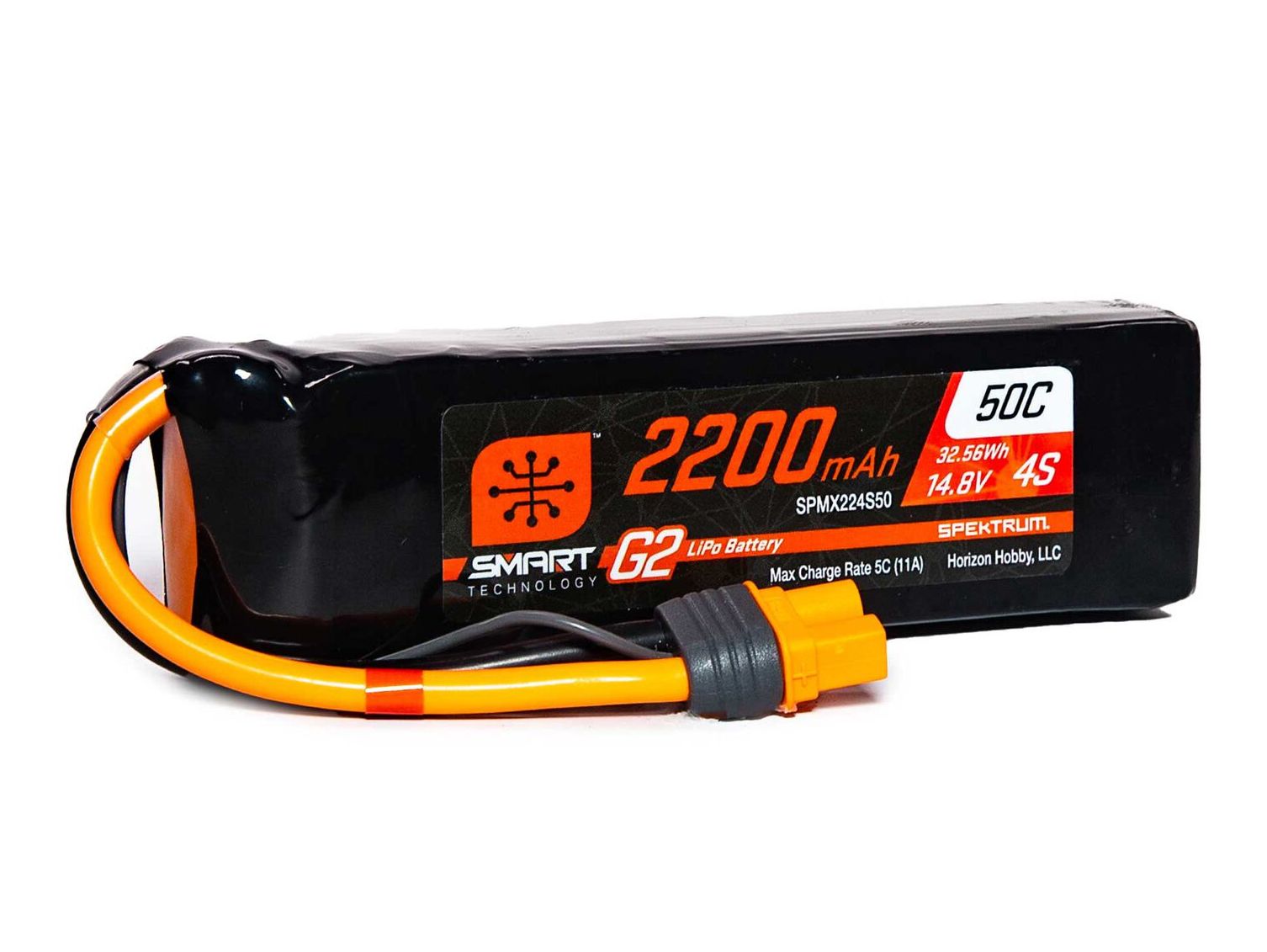 Spektrum SPMX224S50 - 14.8V 2200mAh 4S 50C Smart G2 LiPo Battery: IC3