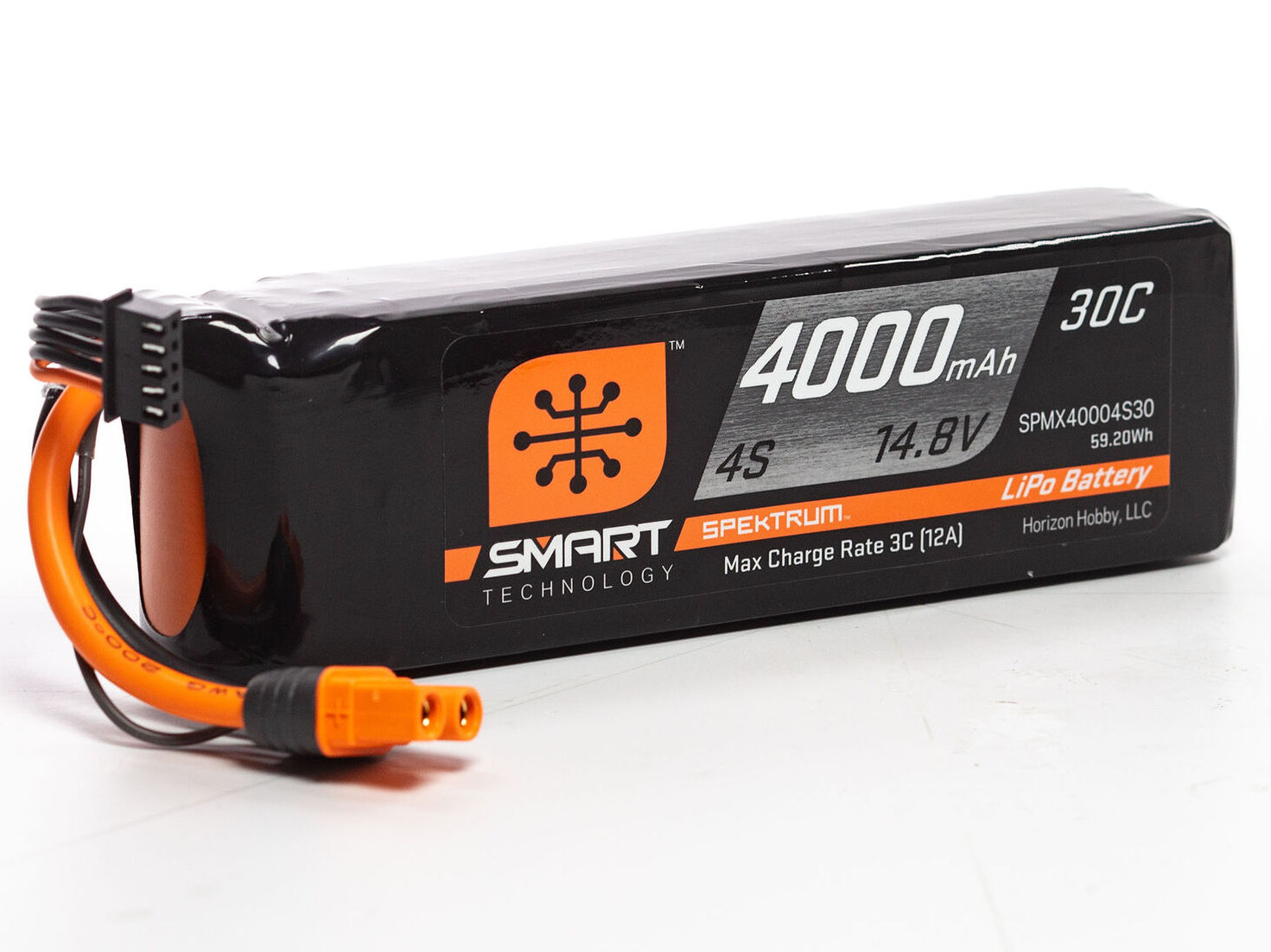 Spektrum SPMX40004S30 - 14.8V 4000mAh 4S 30C Smart LiPo Battery: IC3