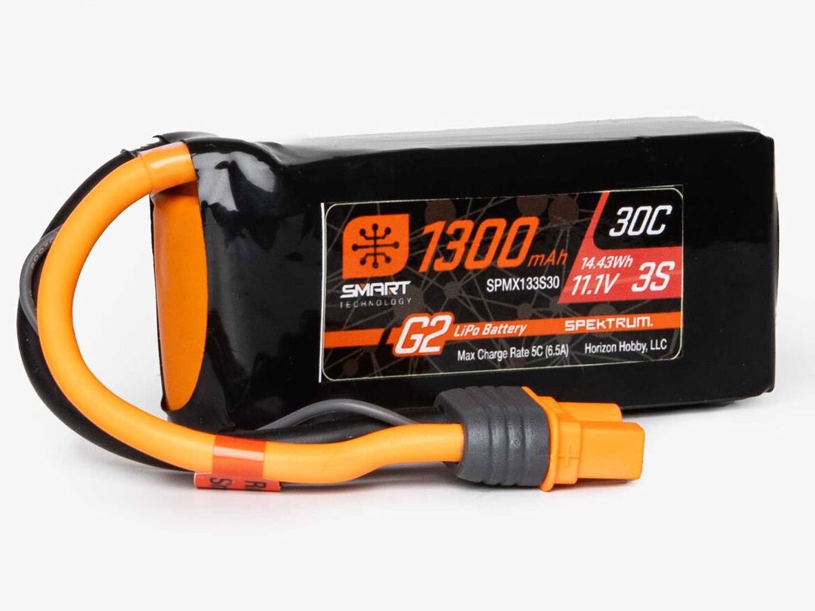 Spektrum SPMX133S30 - 11.1V 1300mAh 3S 30C Smart G2 LiPo Battery: IC3