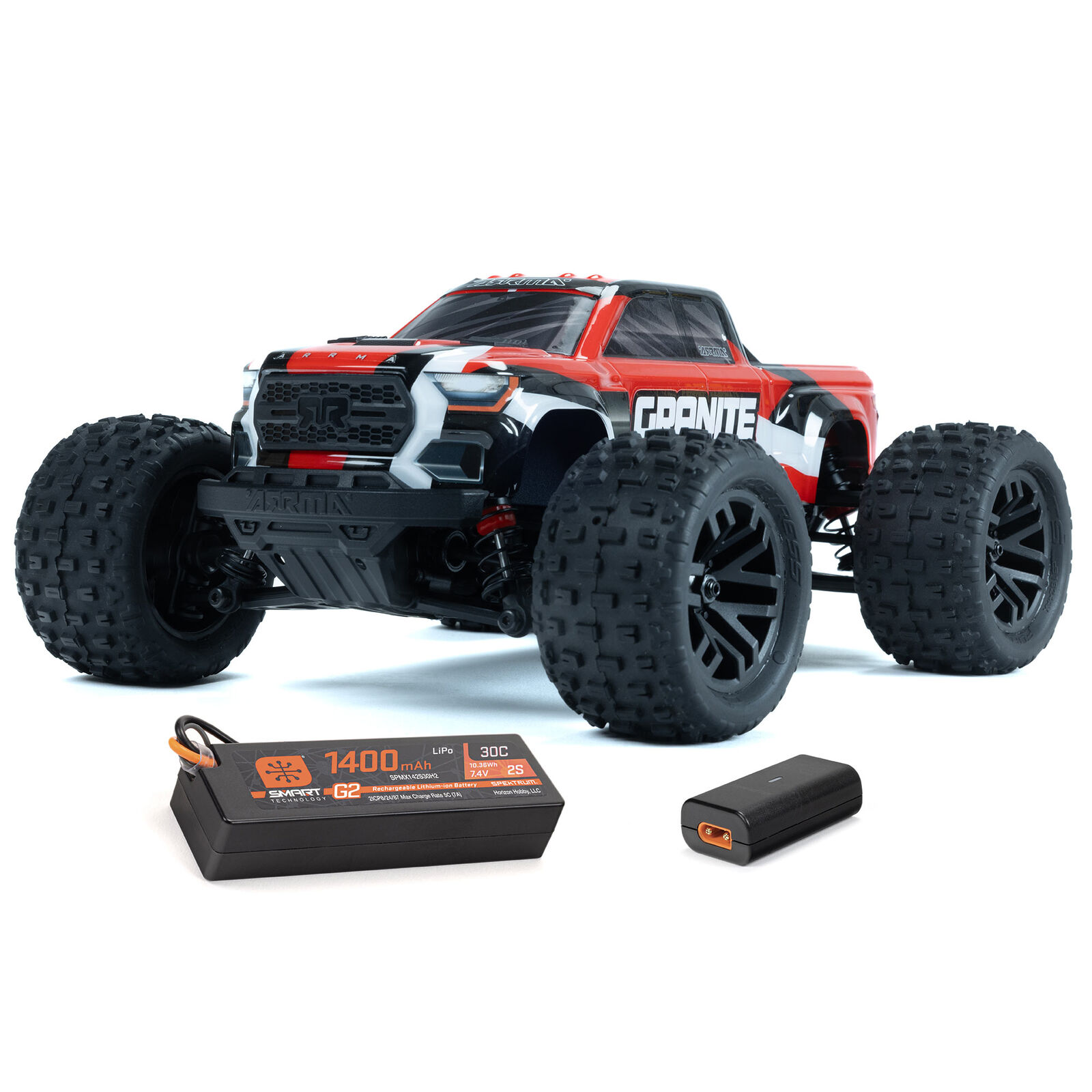 Arrma ARA2102T2 - 1/18 GRANITE GROM MEGA 380 Brushed 4X4 Monster Truck RTR with Battery & Charger, Red