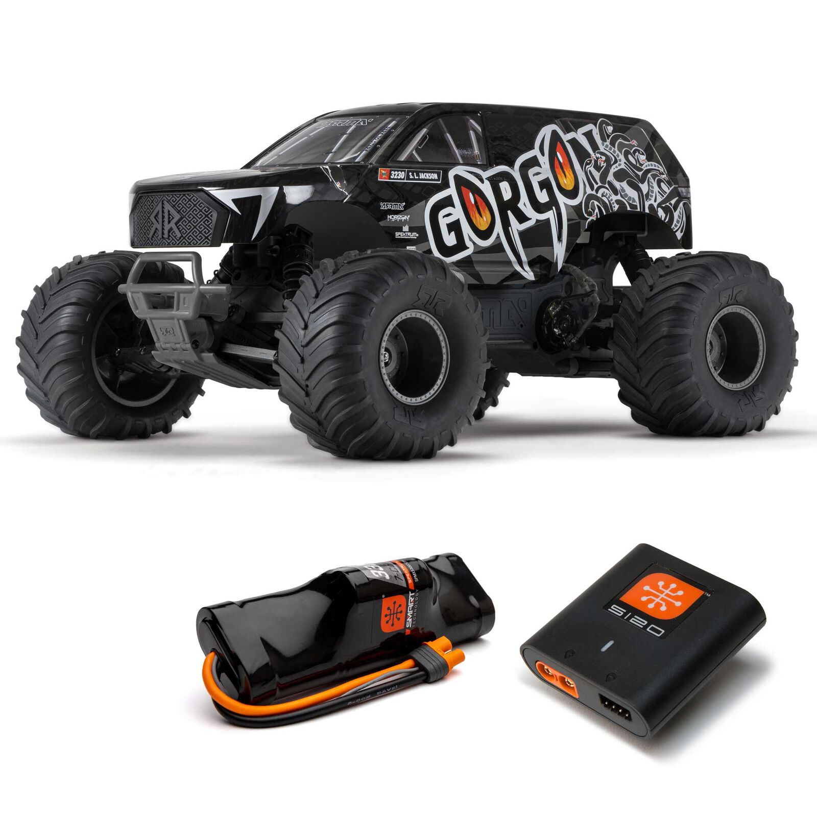 Arrma ARA3230SKT1 - 1/10 GORGON 4X2 MEGA 550 Brushed Monster Truck Ready-To-Assemble Kit with Battery & Charger
