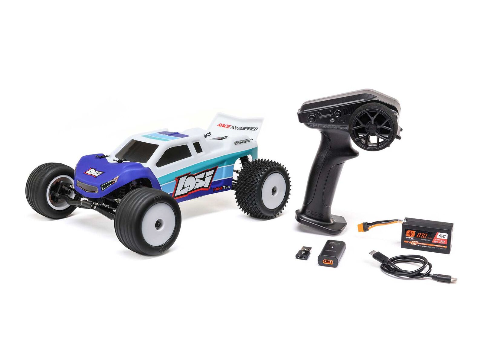 Losi LOS-1056T2 - 1/18 Mini-T 2.0 V2 2WD Stadium Truck Brushless RTR, Blue