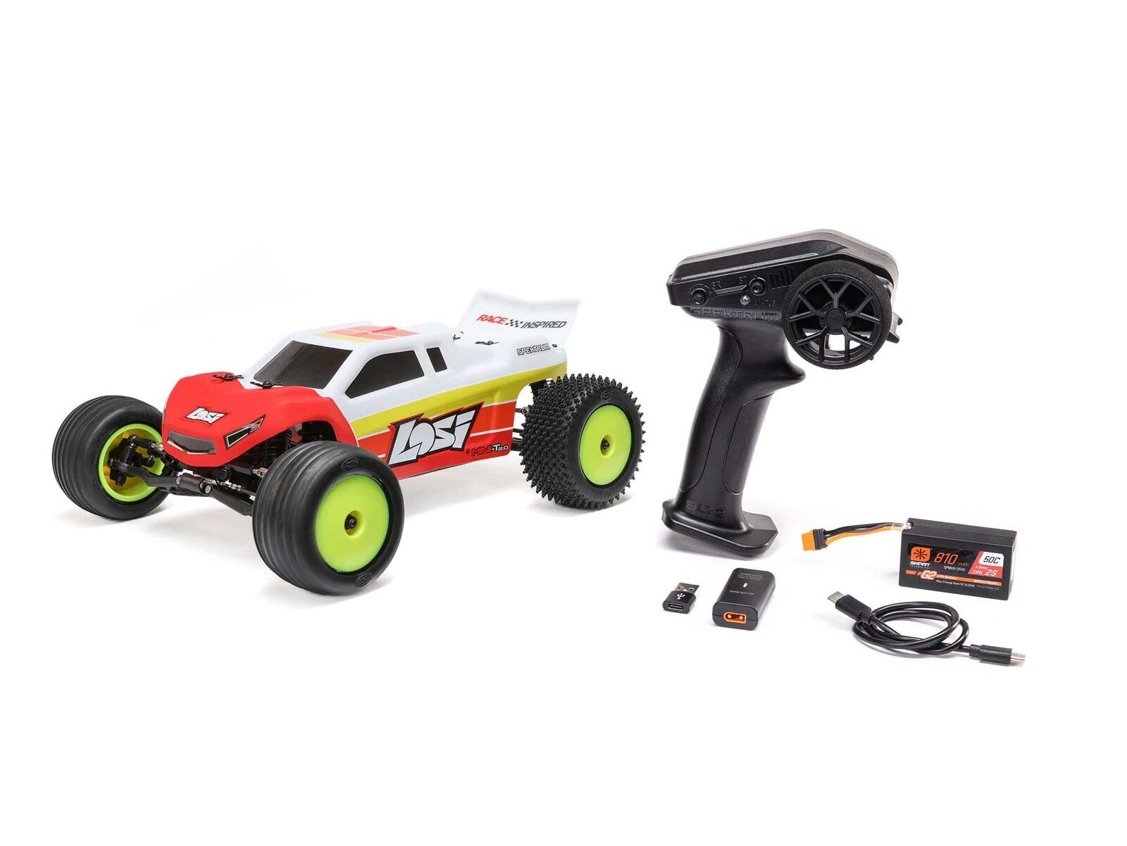 Losi LOS-1056T1 - 1/18 Mini-T 2.0 V2 2WD Stadium Truck Brushless RTR, Red